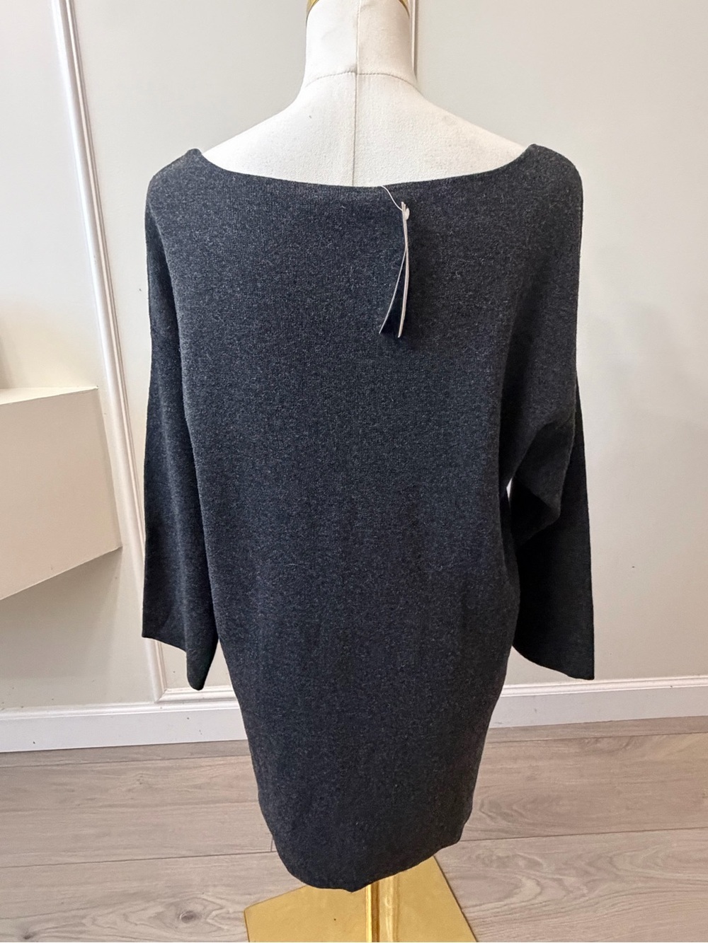 Adrienne Vittadini Dark Charcoal Embellished Long Sleeve Mini Dress - Picture 5 of 8